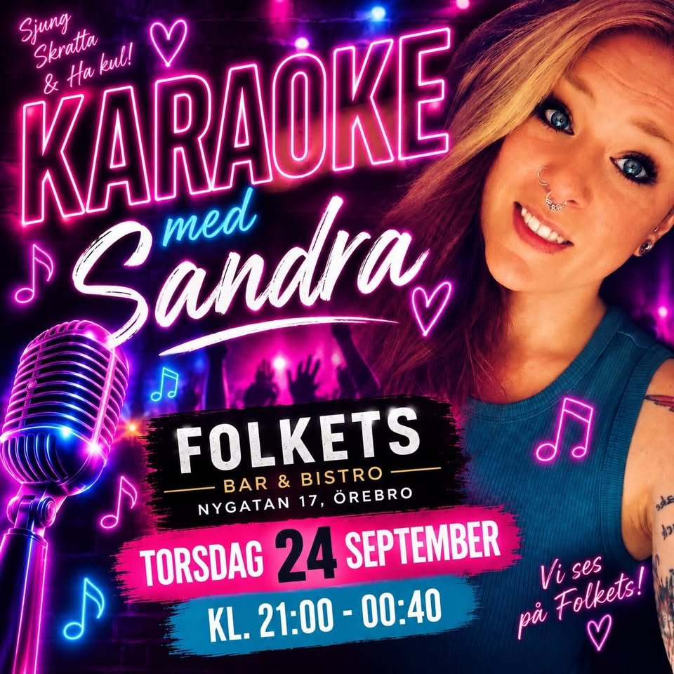 🎤 KARAOKE MED SANDRA – FOLKETS BAR &AMP; BISTRO ❤️