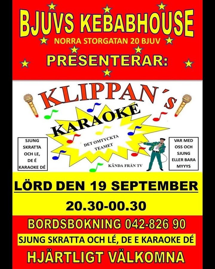 KARAOKE PÅ BJUVS KEBABHOUSE I BJUV – LÖRDAG 19 SEPTEMBER KL. 20.30