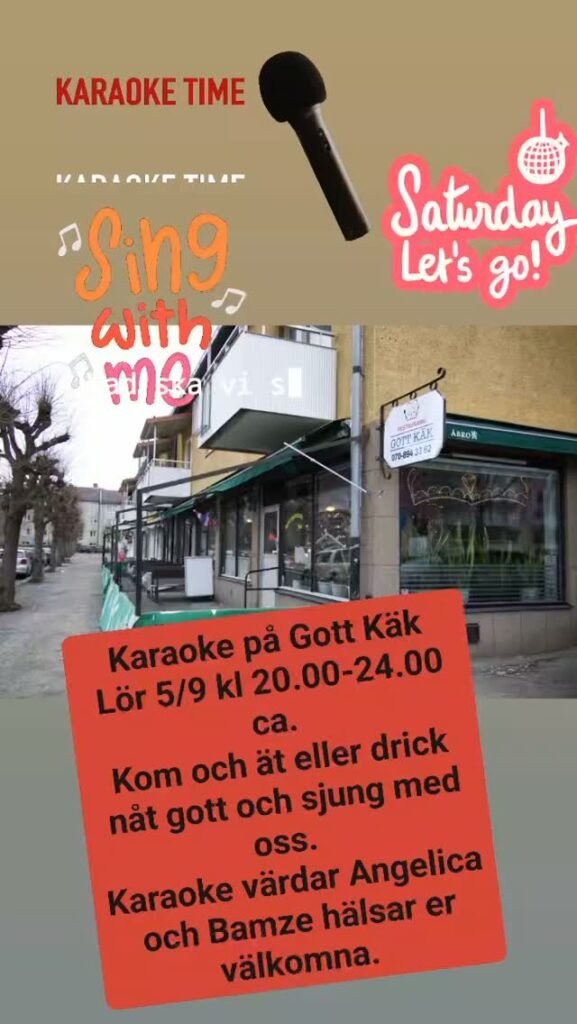 KARAOKE PÅ GOTT KÄK I NYNÄSHAMN – LÖRDAG 5 SEPTEMBER KL. 20.00